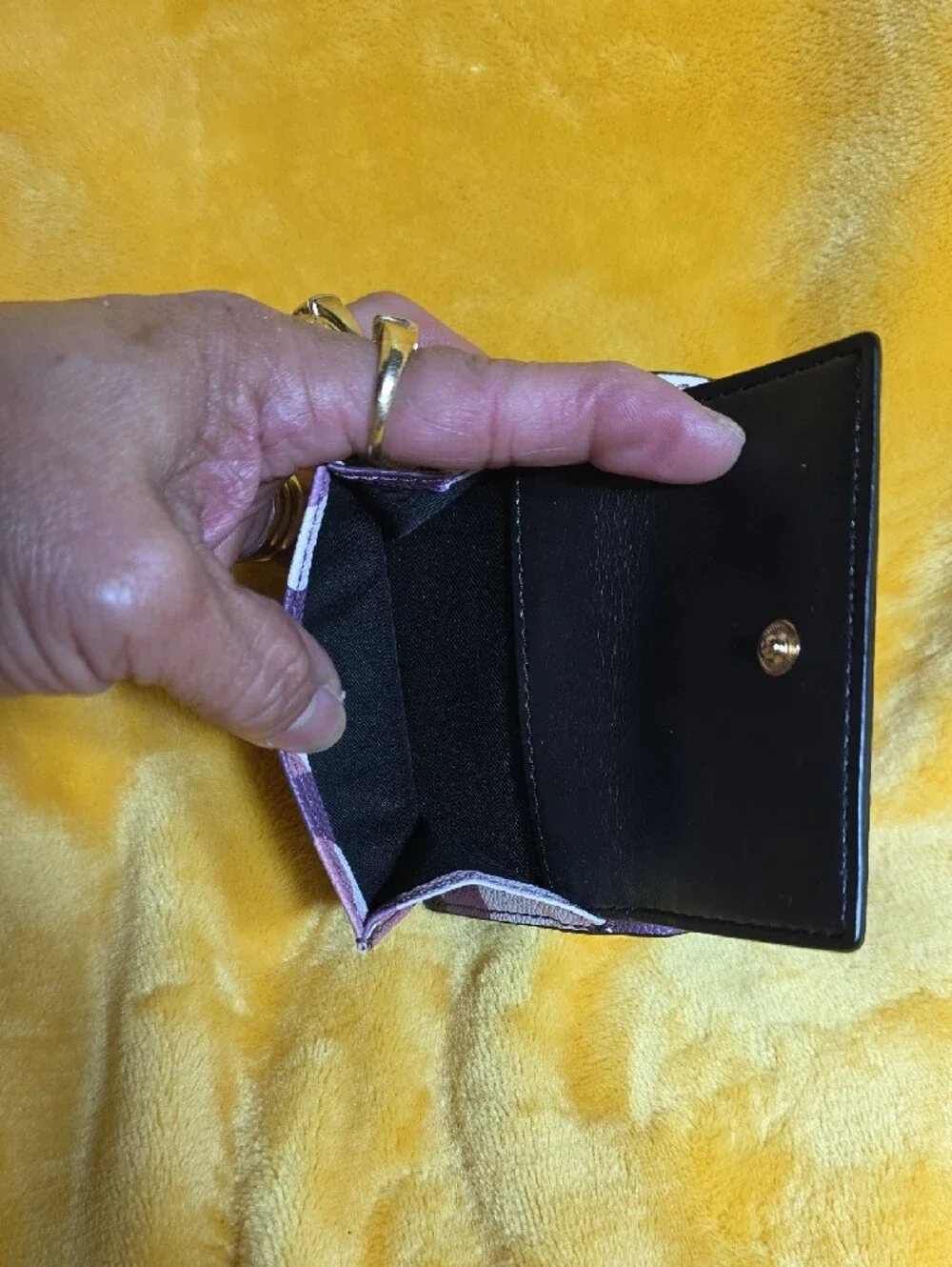 Authentic Marc Jacobs Purple Camo Leather Card Case with Gold Logo